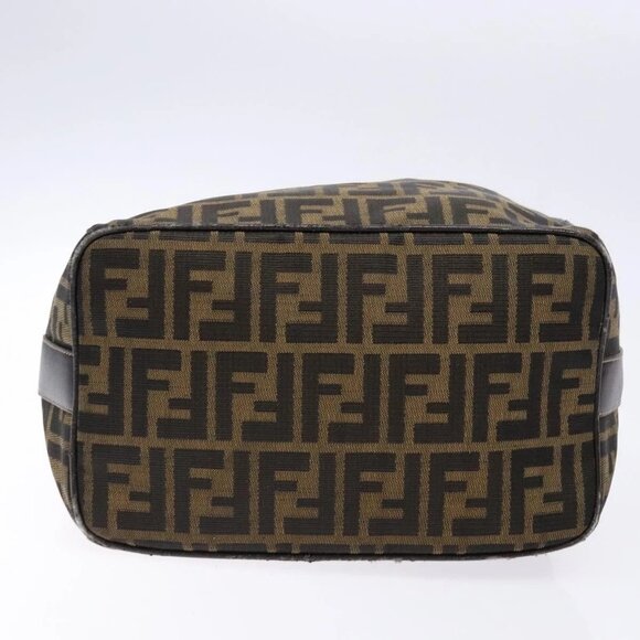 FENDI Zucca Canvas Vanity Pouch Black Brown Auth 139093 - Picture 7 of 16